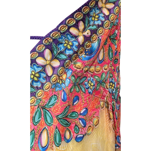 Rima SXM Halter Maxi Dress Womens OS Multi-Color Like New Art Silk Boho Print - Picture 11 of 15